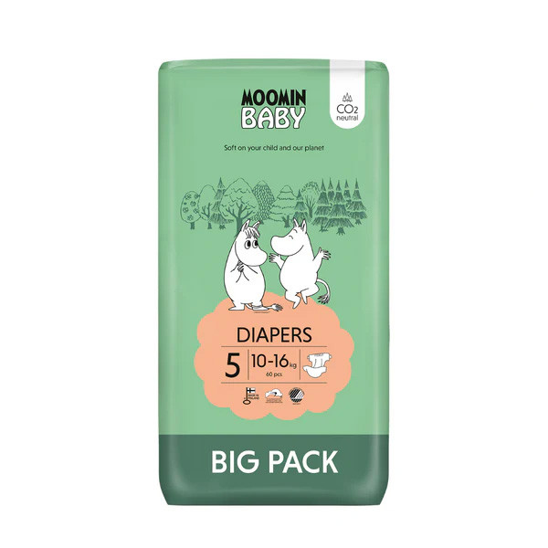 Moomin Baby Diapers Fraldas 5 Big Pack (10-16Kg) X60